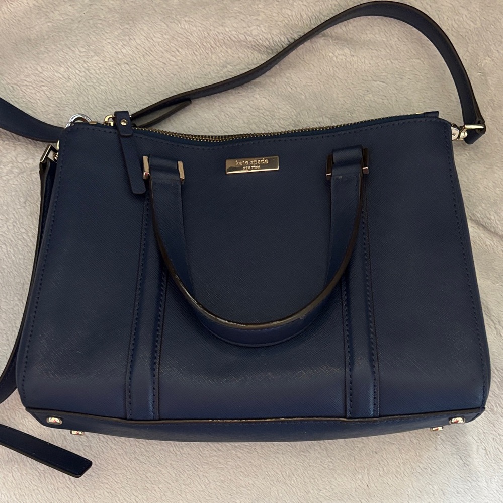 kate spade Navy Leather Satchel with Gold Hardware